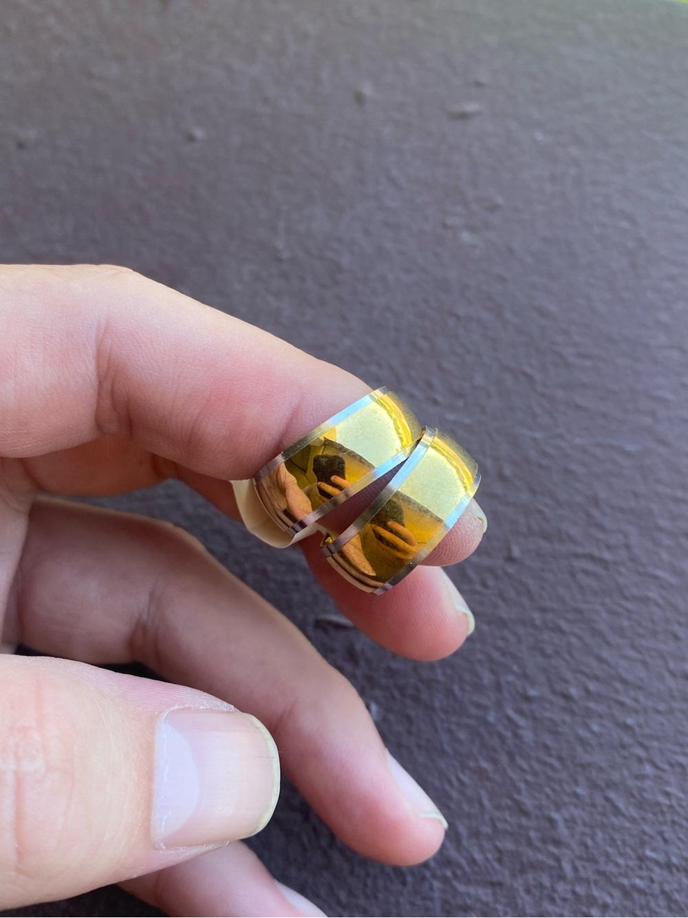 2 Ring Set / Two-Tone Gold/Silver Stainless Steel Bands Rings Size 6